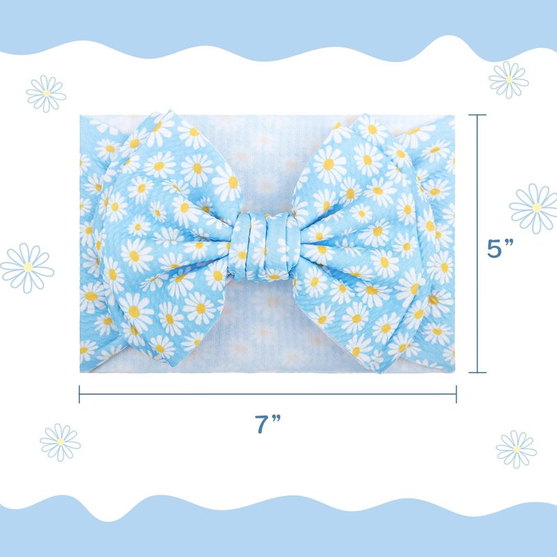 ONENINEDREAM Daisy Baby Bow for Girls Blue Headbands for Baby Girl Hair Bow Accessories Summer Outfits for Infants Toddlers Hair Accessory - Image 4